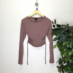 Forever 21 Ribbed Backless Long Sleeve Crop Top